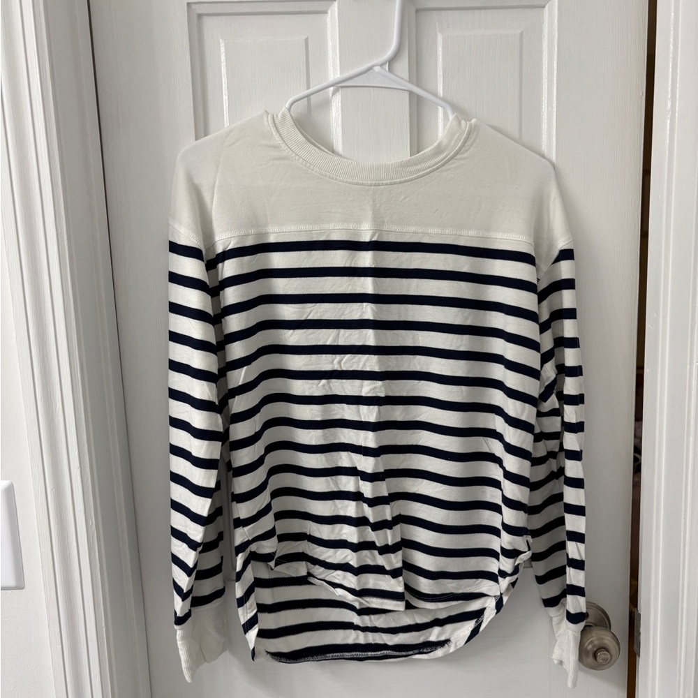 Navy and White Striped Long Sleeve Top